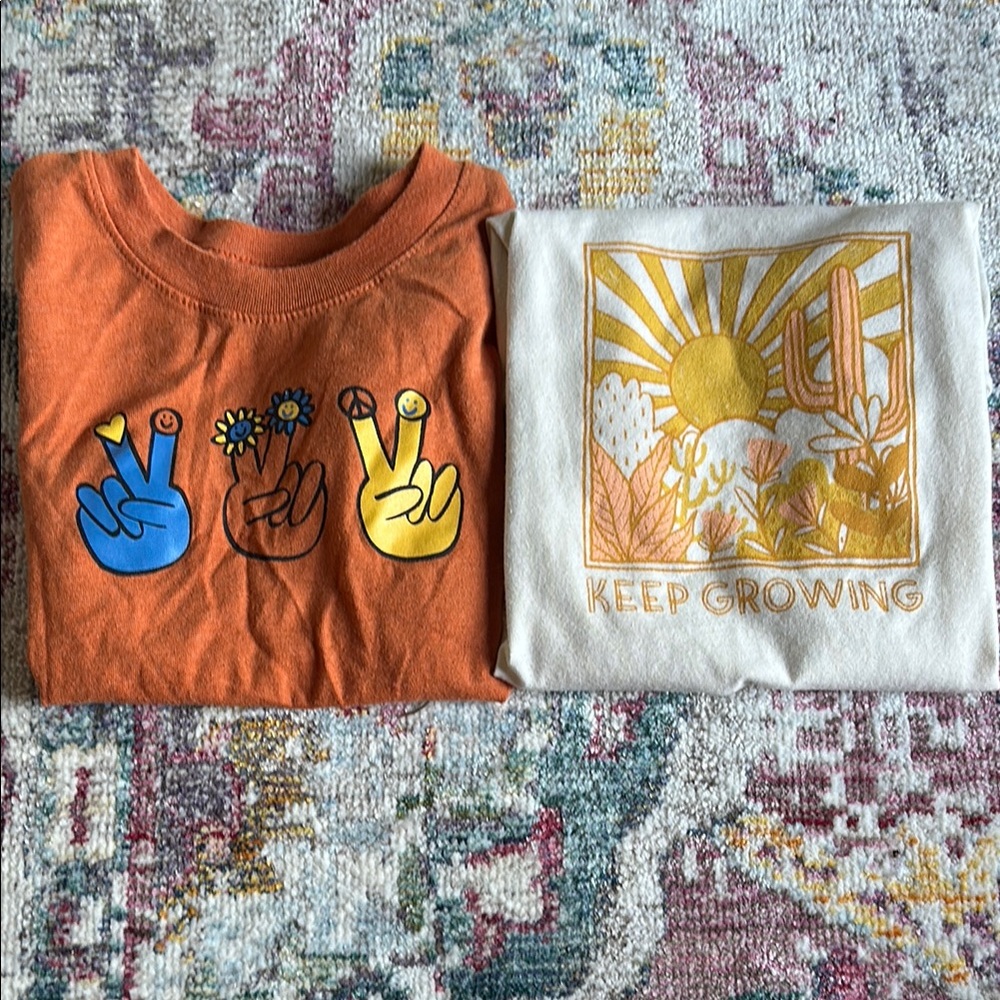 Kids Graphic Tees - Orange and White